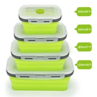 

4 Pcs Silicone folding Food Lunch Box Silicone Tupper