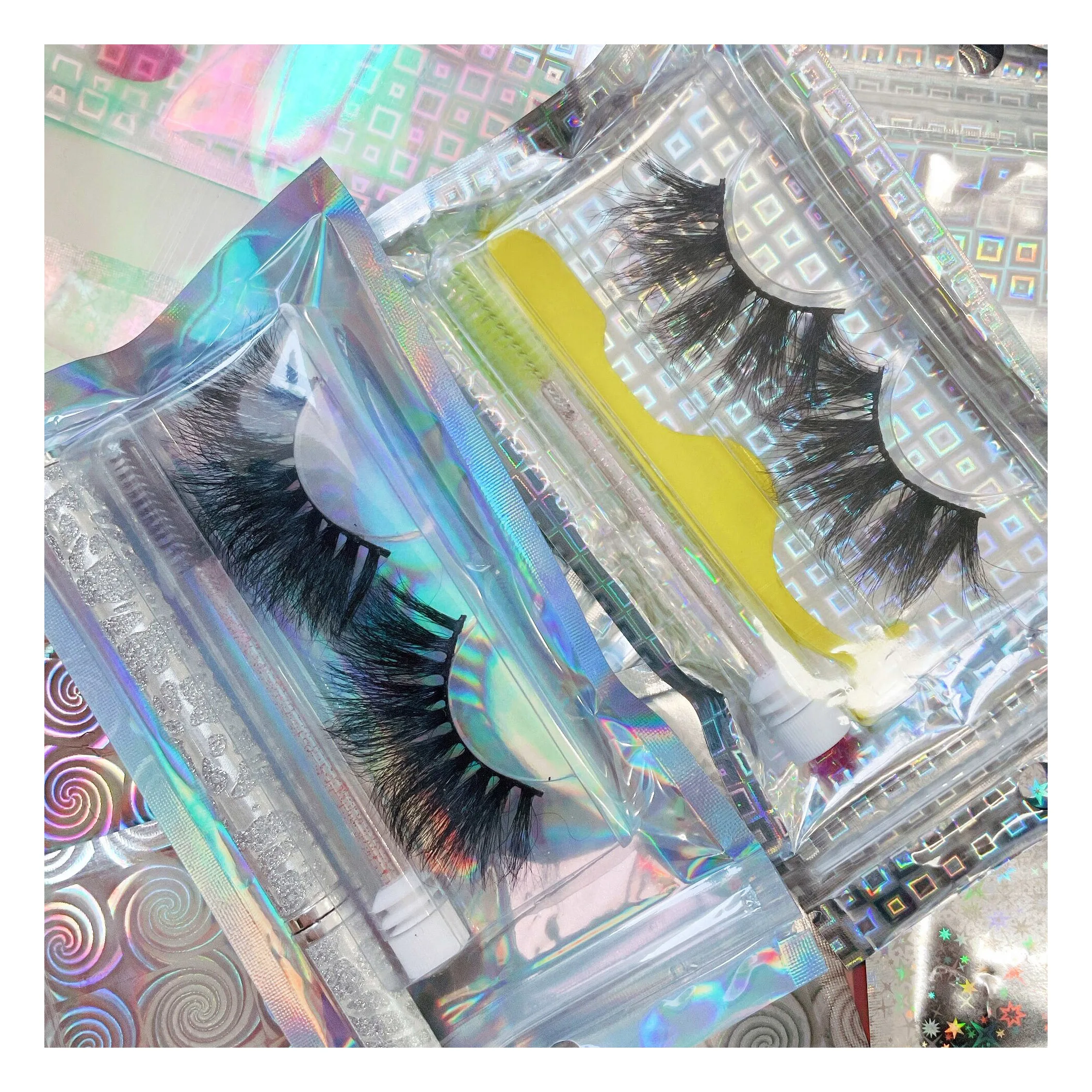 

Eyelash vendor customized boxes mink lashes3d wholesale vendor 25mm mink eyelash mink lashes set, Black