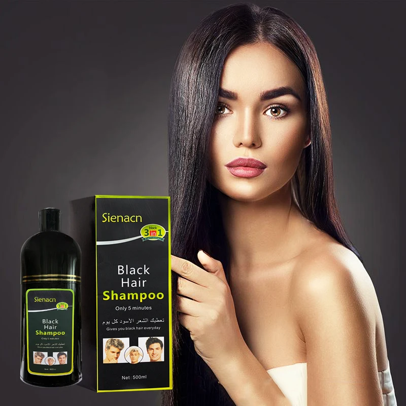 

Wholesale Private Label No scalp injury and simple operation 5 Minutes Quick Cover Black Permanent Hair Dye shampoo