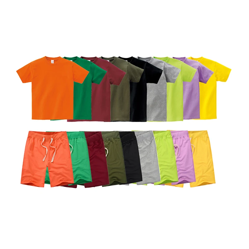 

Custom high quality cotton fitness essentials jogger men's summer wear casual athletic shirt and shorts mens 2 piece shorts set
