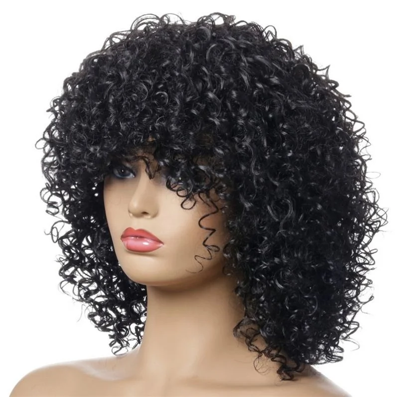 

Jhcentury Women European Classic Wigs Natural African Brazilian Hair Wigs Head Short Curly New Human Hair Wig