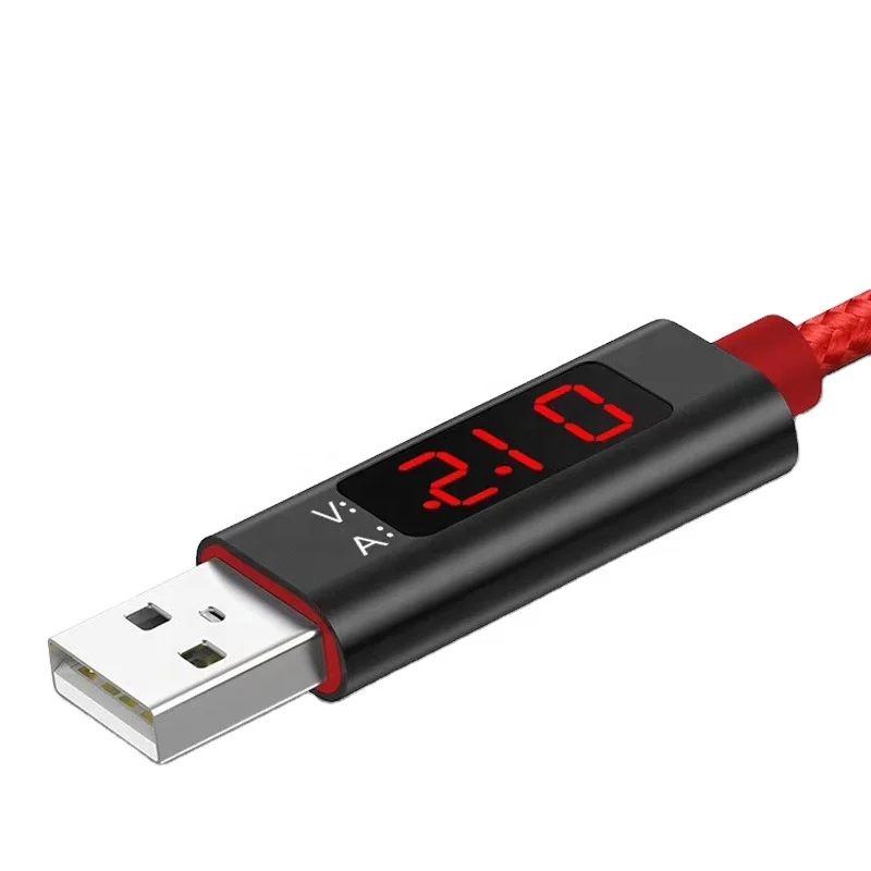 

New Visual Charging Cable display electricity and voltage USB Cable, Red