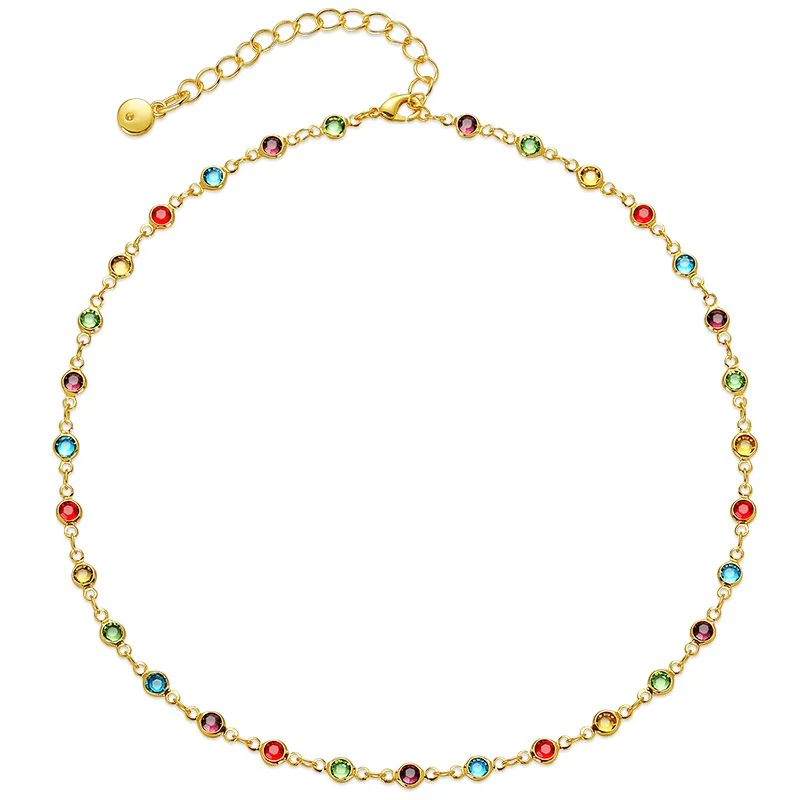 

New 18k gold plated Necklace with Colorful Zircon Ethnic Style Design and Adjustable Necklace