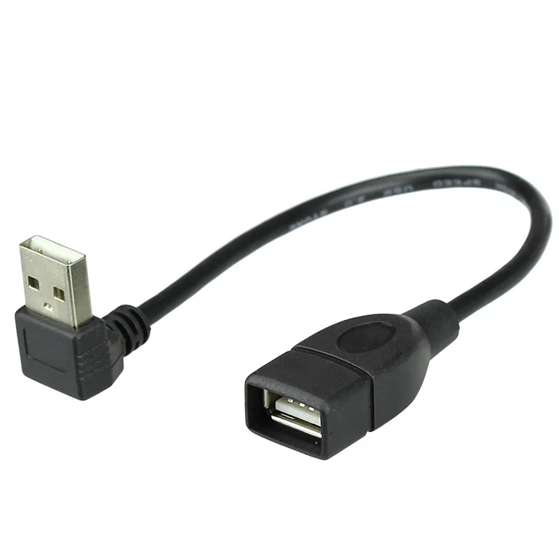 

USB 2.0 A Male to Female 90 Angled Extension Adaptor cable USB2.0 right/left/down/up cord Adapter cable hot sale high quality, Black