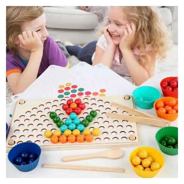 

OY Children's Northern Europeins rainbow clipping beads early childhood education chopsticks training concentration wooden toys