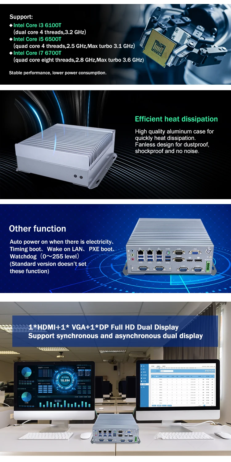 Pcie X16,Pcie X4 Slot Dual Pci Slot Industrial Embedded Box Mini Pc