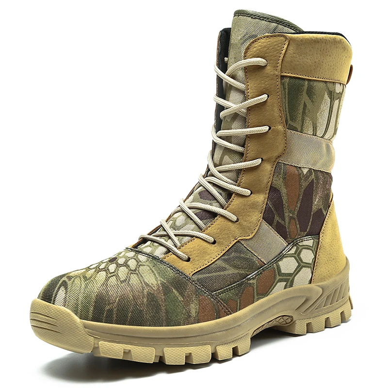 

Dropshipping Custom Logo 2021 Autumn Men's Combat Tactical Boot Light Weight Shoes Slip Resistant Outdoor Climbing Footwear