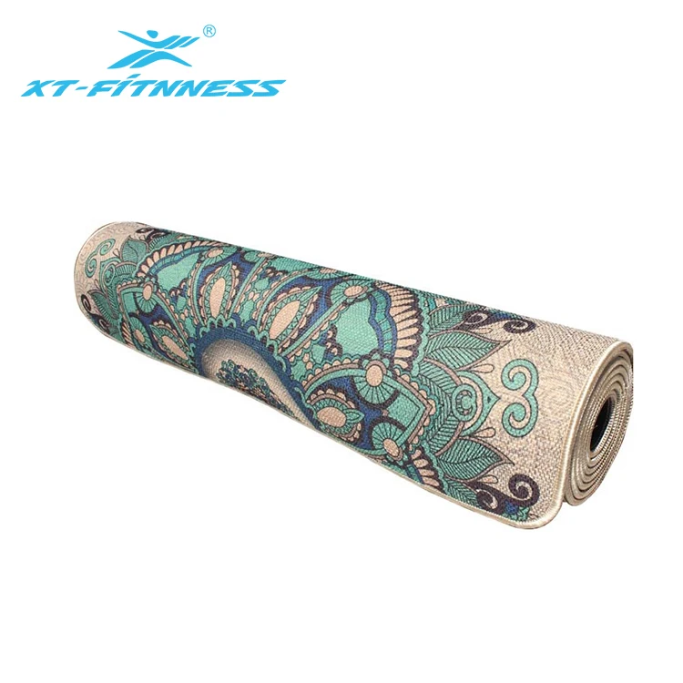 

Factory anit-slip custom design printed rubber natural jute yoga mat