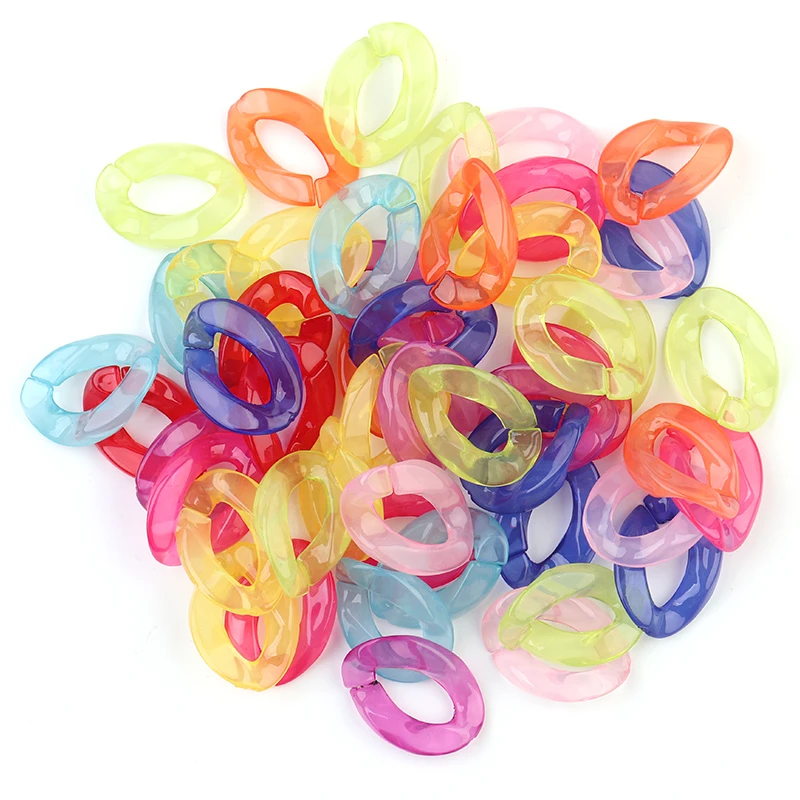 

50pcs Transparent Acrylic Bag Chain Resin Chain Sunglasses Glasses Acrylic Link Clasp for Chain Making, Picture