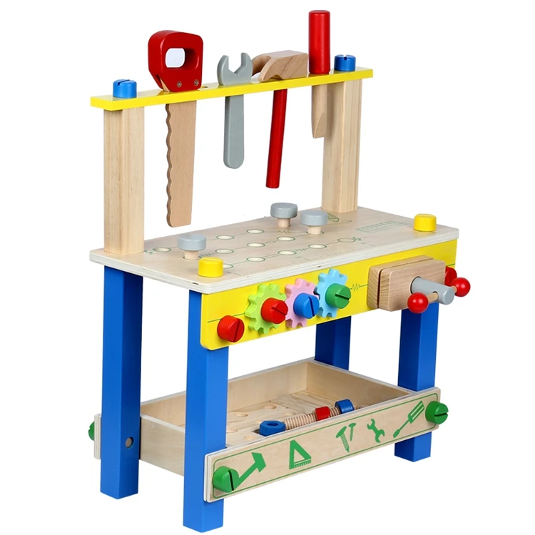 
pretend kids role play game nut assembling blocks wooden simulation repair tool stand toy  (62375932915)