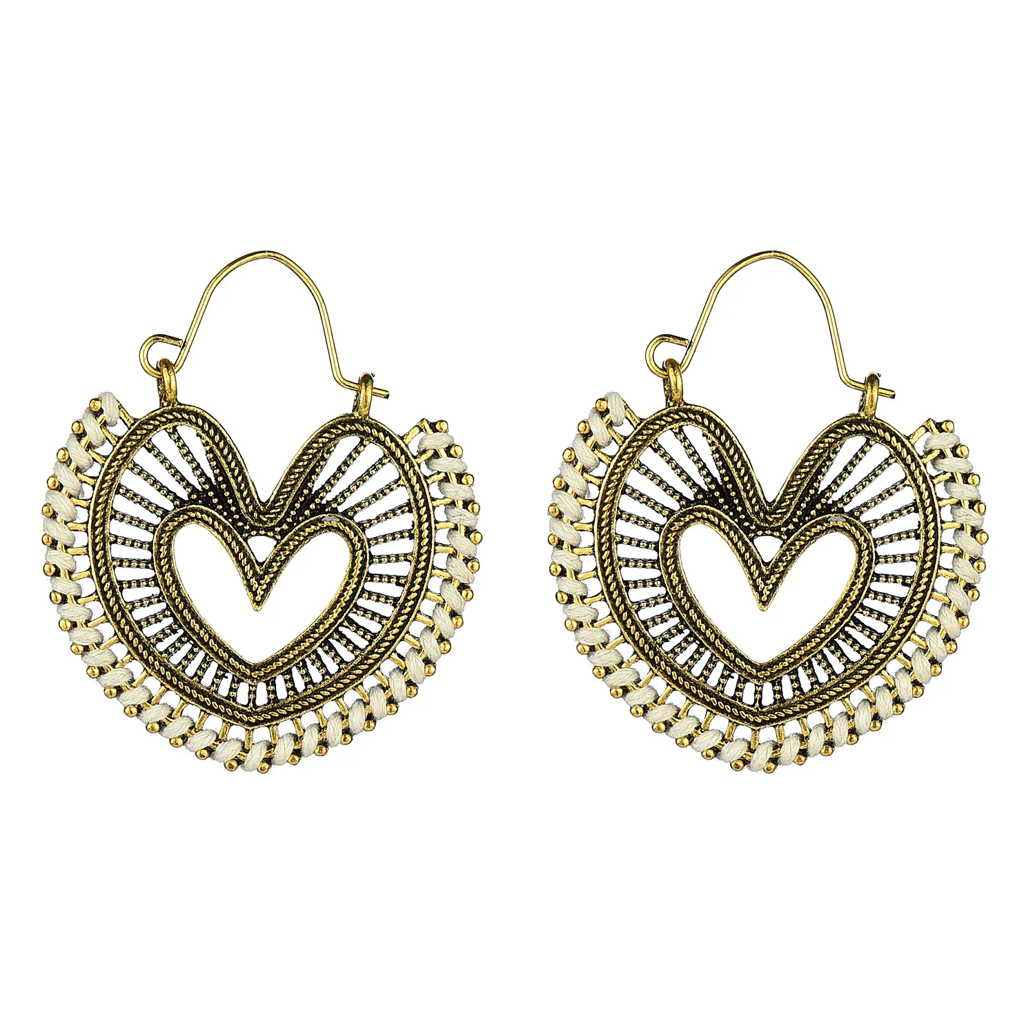 

Amazon Retro Drop Earrings Bohemia carved heart Earring Geometric Jewelry Wholesale