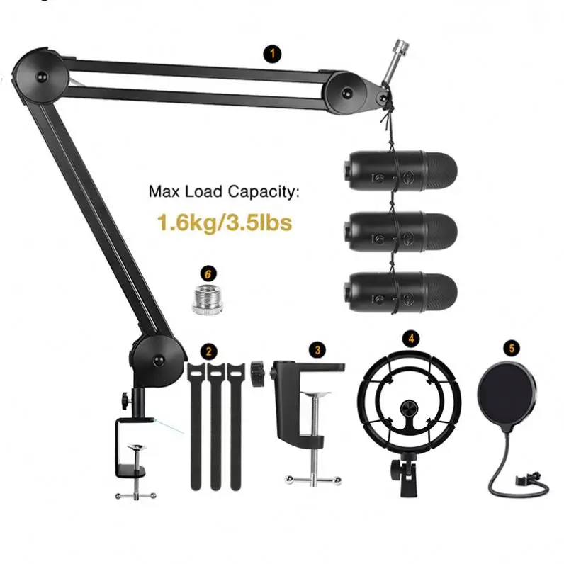 

Microscope Arm Stand Microphone Professional, Black