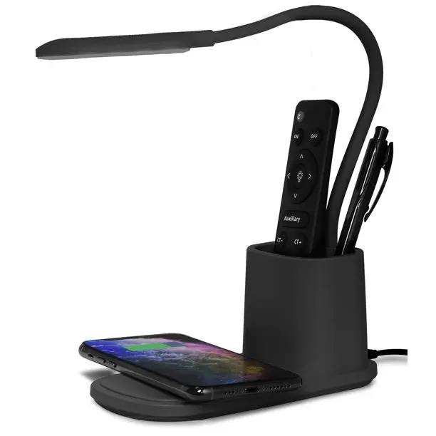 

New creative universal Adjustable Gooseneck LED Desk Lamp with 10W Fast Wireless Charger For iPhone Samsung - White