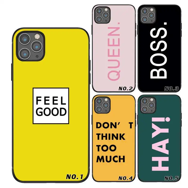 

INS fashion trend phrase color TPU printed phone case for iPhone 12 11 11Pro 11Pro Max Case, Black