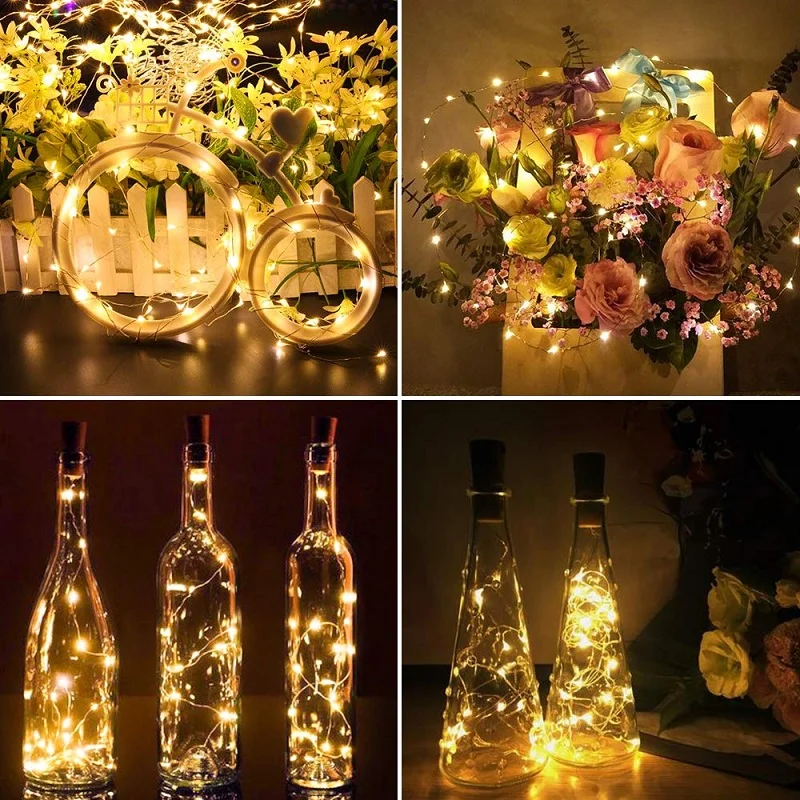 PK1/5 Operated Wire String Fairy Wine Bottle Lights Battery 1M 10LED Cork Copper