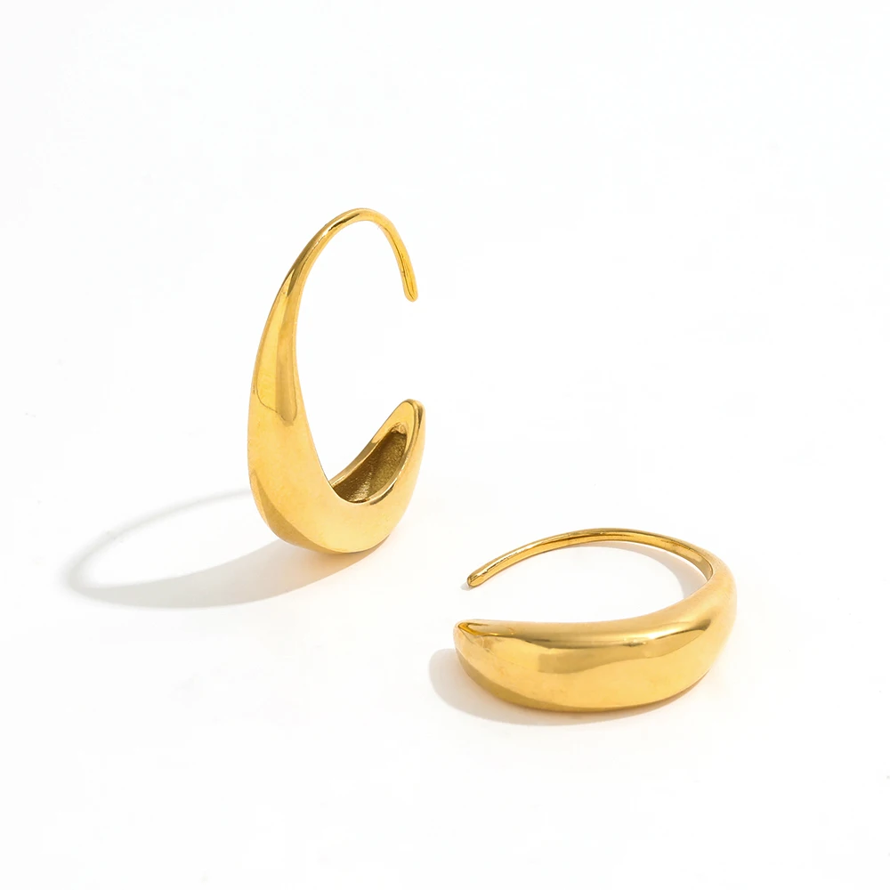 

JLE0211 New Trendy Light Weight Hollow Geometric Stainless Steel Hoop Earring Trendy Jewelry