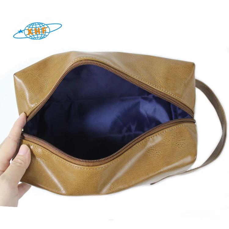 

Leather Travel Organizer Toiletry Bag, Brown,customized color