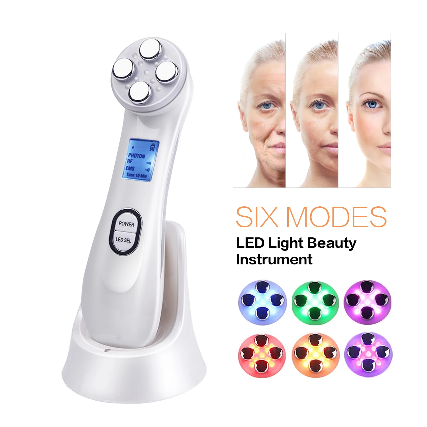 

LED Photon Radio Frequency RF Electroporation Muscle Stimulator EMS Magic Multi-function ultrasonic beauty instrument