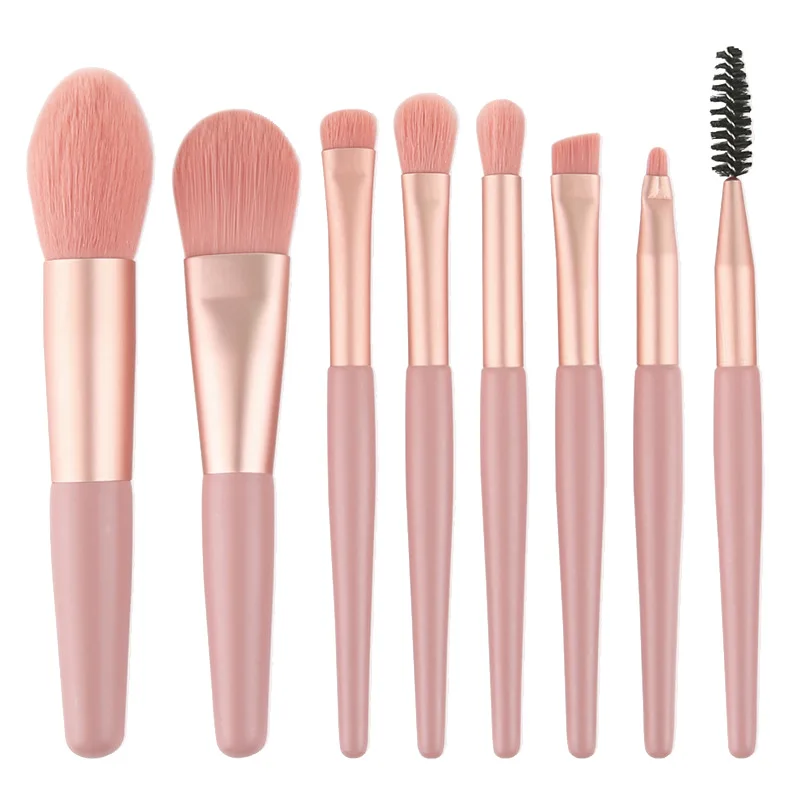 

8PCS mini makeup brush set mini pink portable travel beauty tool