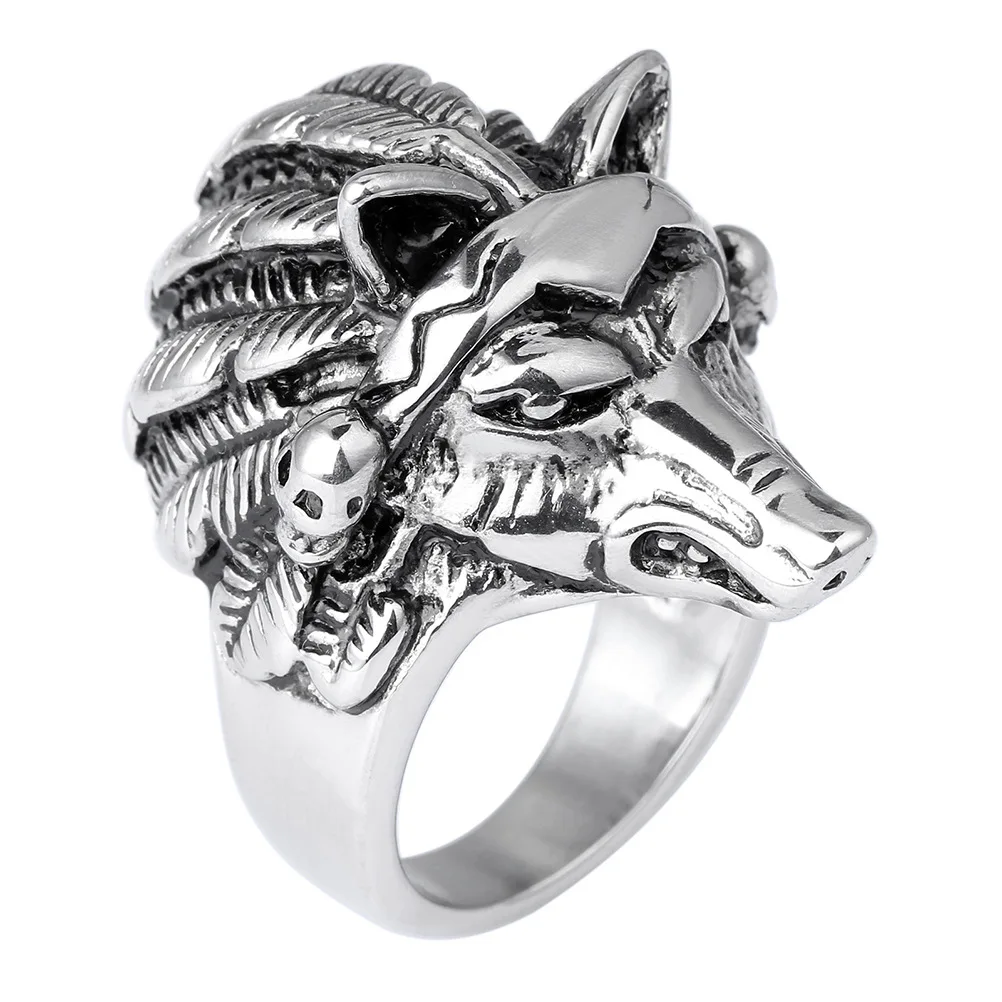 

Street Trendy Wolf Vintage Fashion Jewelry Stainless Steel Silver Men Ring