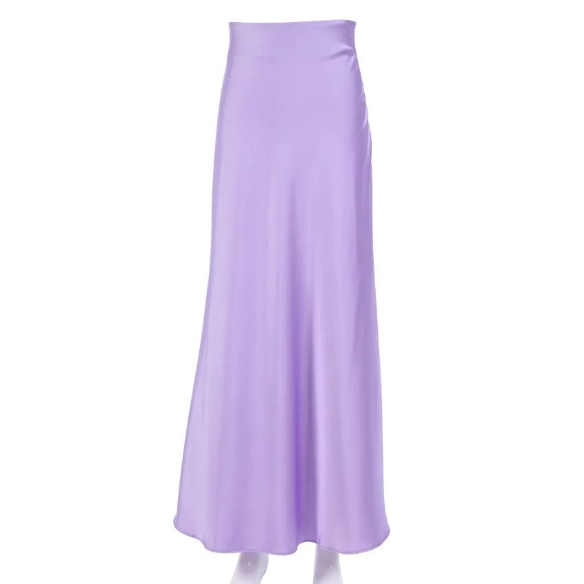 

Women High-waisted Purple Silky Dress Women's Clothing Trend Flowing Midi Sexy Fishtail Skirt