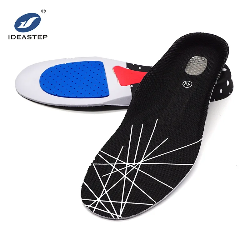 

ideastep Transverse Arch support wide fit safe work hiking deep heel cup insoles, Black + white + blue + red