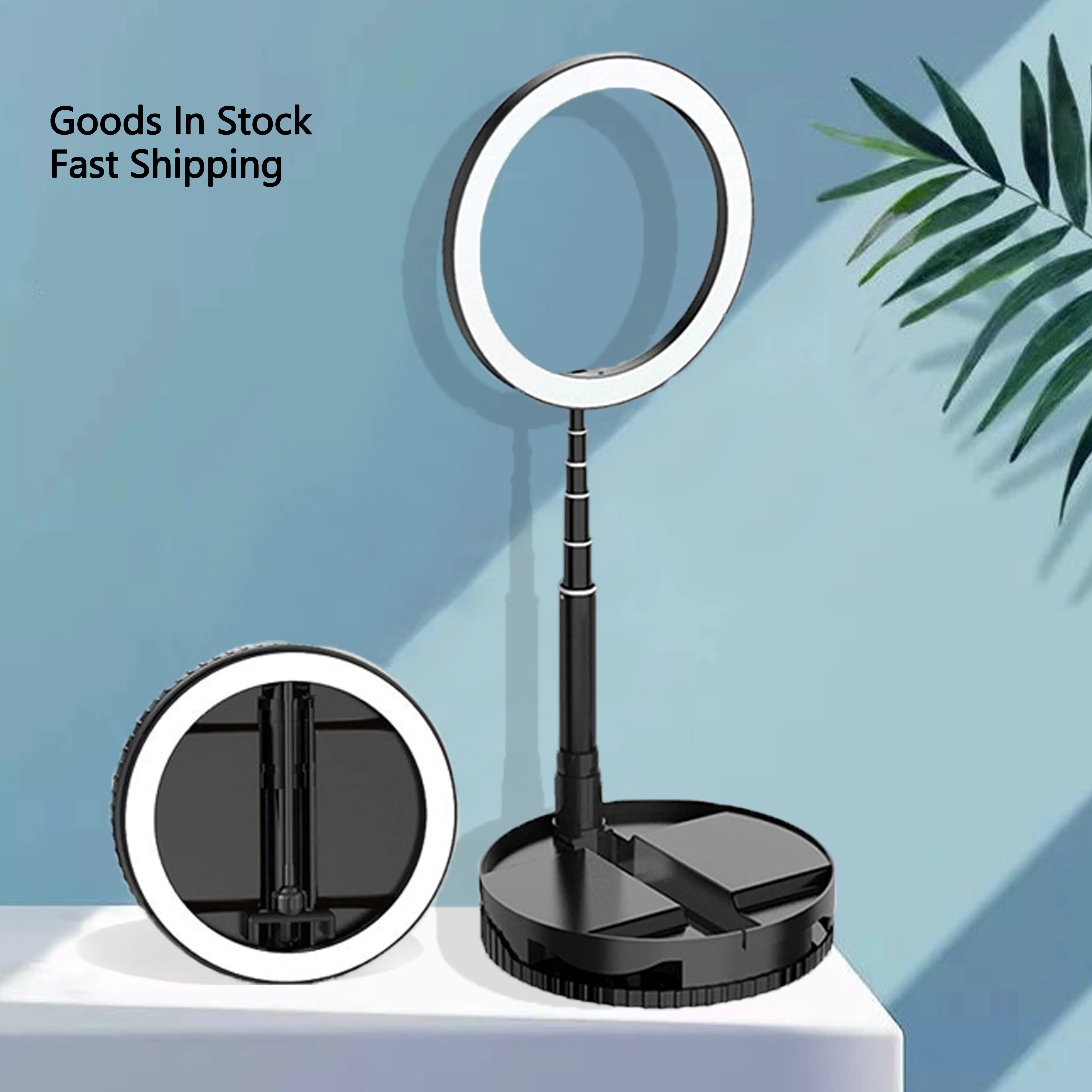 

Selfie Ring Light With Tripod Stand For Live Stream Makeup Mini LED Camera Desktop Filling Light For YouTube, Black/pink