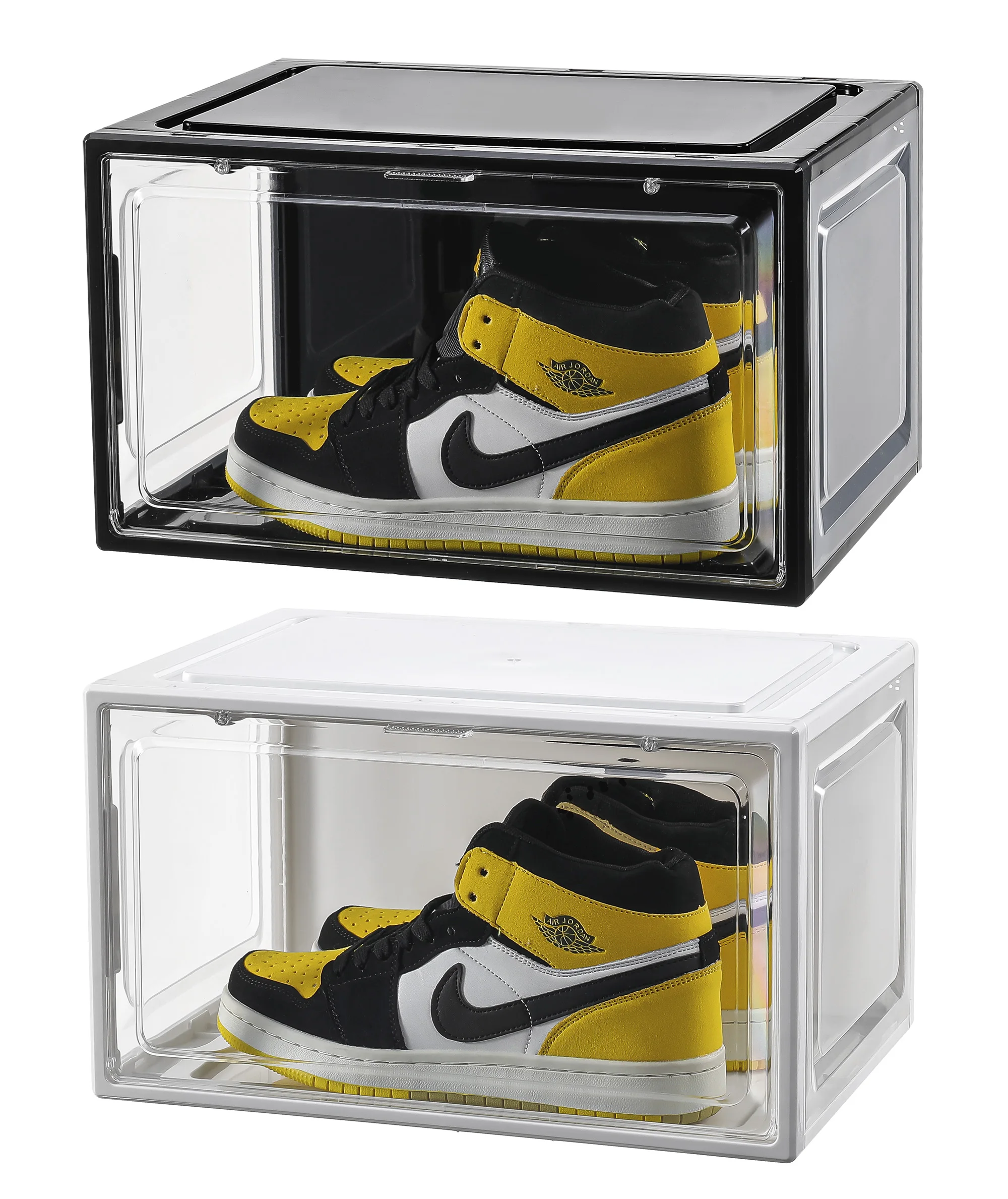 
Plastic premium shoe case acrylic transparent sneaker crates shoe case storage box clear custom jordan stackable 