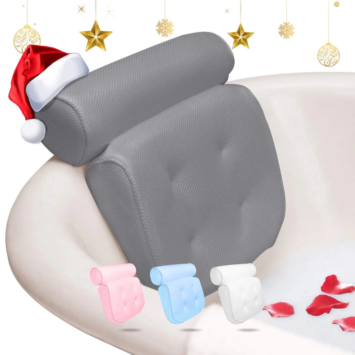 

Amazon Hot Selling Bath Tub Pillow With Suction Cups Spa Cushion