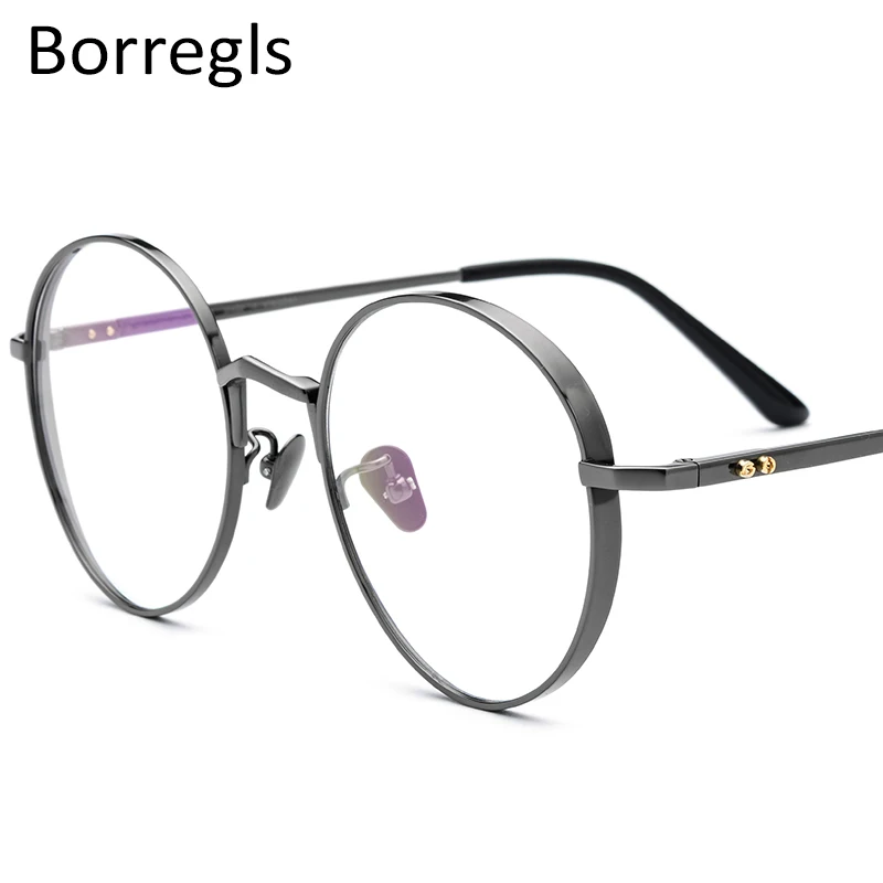 

Borregls Pure Titanium Glasses Retro Round Myopia Optical Prescription Eyeglass Frame Women Vintage Japan Eyewear 1884