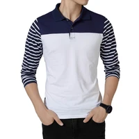 

Customized Hot Sale Spring Autumn Casual Wear Man Latest Striped Long Sleeve Polo T-shirt Sim Fit Polo Tees