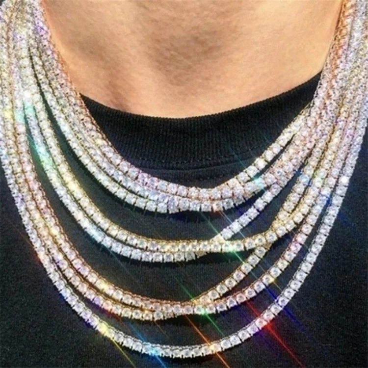 

Hip Hop 4mm Gold Plated Initial Necklace Jewelry Custom Tennis Chain Necklace