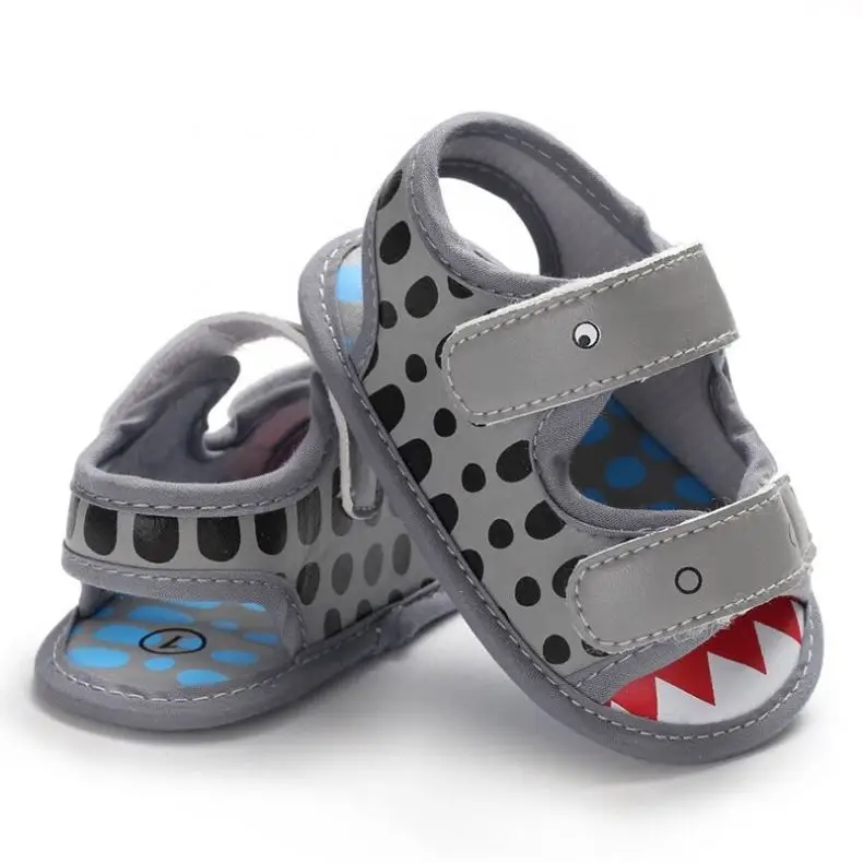 

Cute Toddler Summer Cartoon Shark Boy Size 4 Barefoot Sandals For Babies