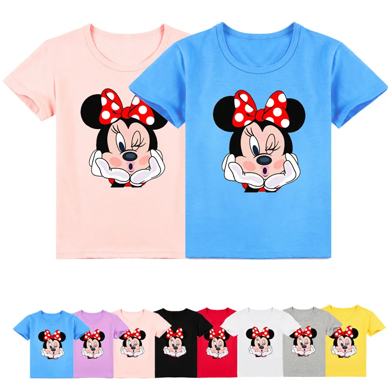 

2021 New Cute Children's Clothes Boy and Girl Clothes Cartoon Round Neck Summer Short-sleeved Children's Cotton T-shirt Top