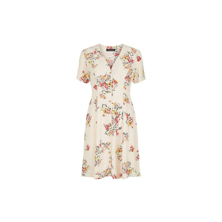 white floral tea dress