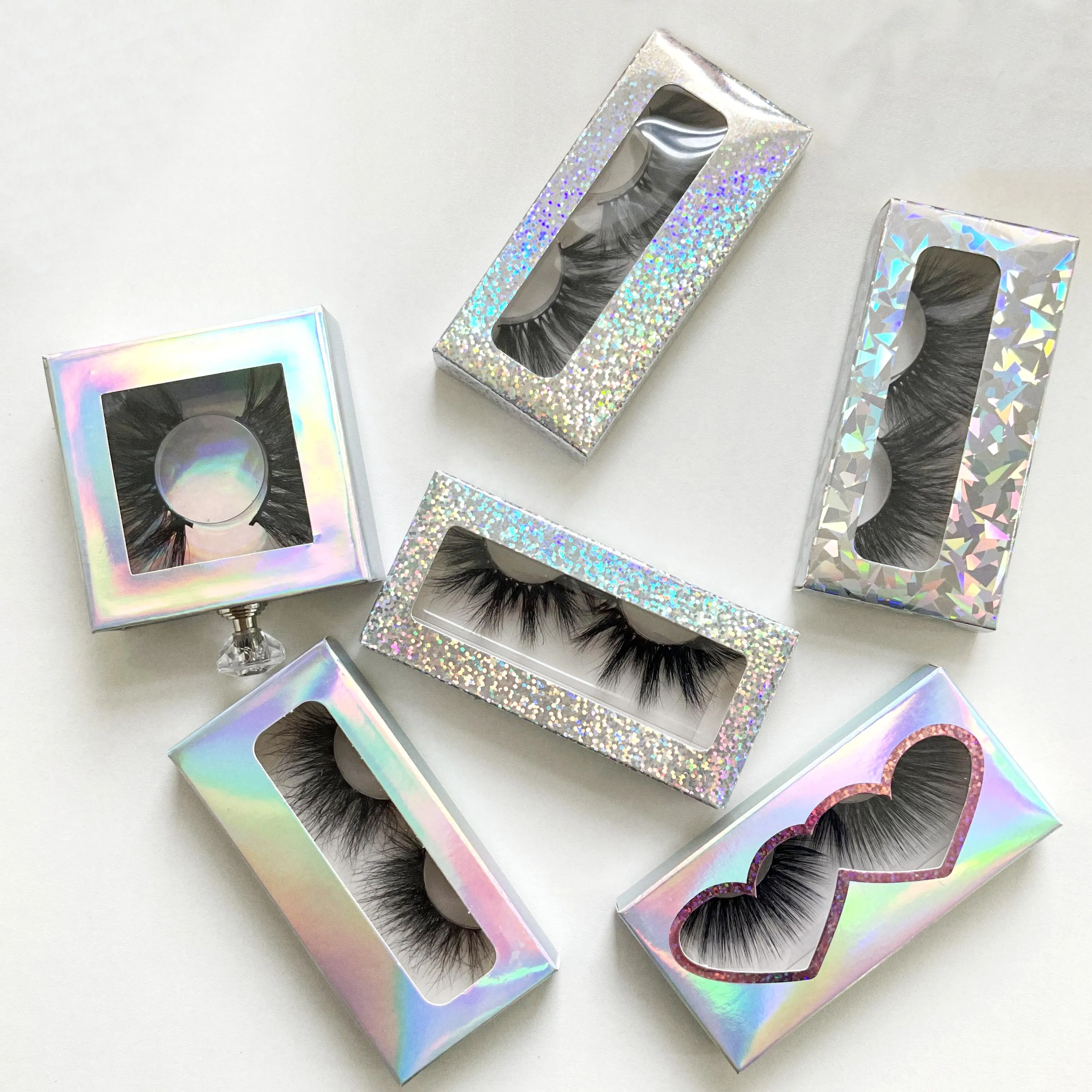 

Hot sale eyelash vendor customized boxes 3D eyelash mink full strip lashes 25mm mink eyelashes, Black