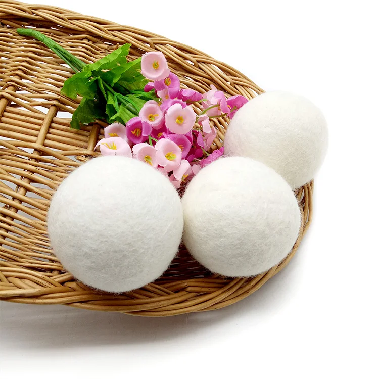 

6 XL Pack 2.8" 100% New Zealand Wool Organic Fabric Softener Wool Dryer felt Balls, White