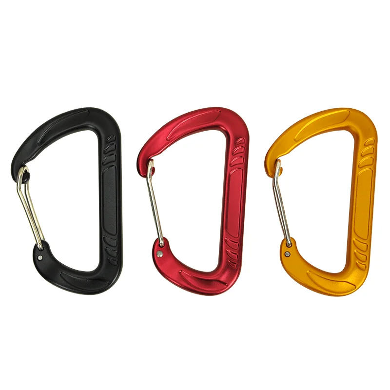 

7075 D Ring Shape Lightweight 12 Kn D Ring Wiregate Camping Key Aluminum Heavy Duty Locking Carabiner Clips For Wholesale Custom, Customized color