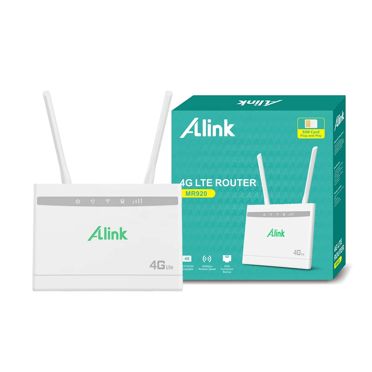 

300Mbps Wireless Wi-Fi 4G LTE CPE ALINK MR920 FDD-LTE B1/3/7/8/20/28 TDD-LTE B38/40/41 WCDMA B1/8 with 2x8dBi Internal Antennas