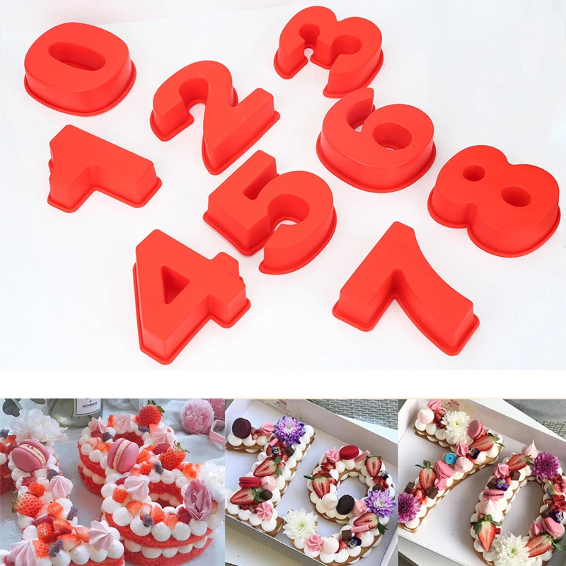 

Z0427 Wholesale new DIY digital 0-8 handmade candle silicone mold birthday baking mousse cake molds