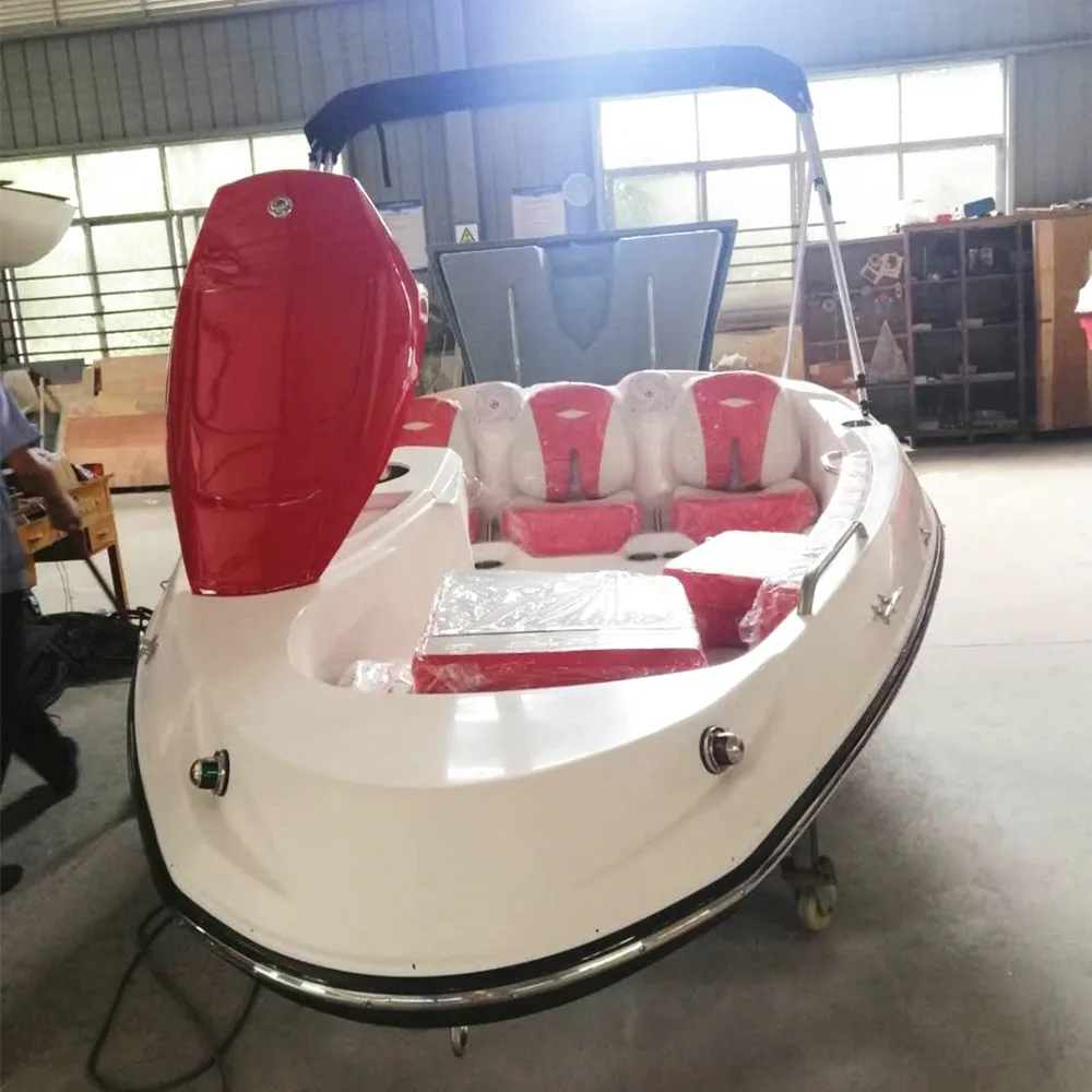 

6-8 people red pleasure boat fishing vessel speed boat for family use
