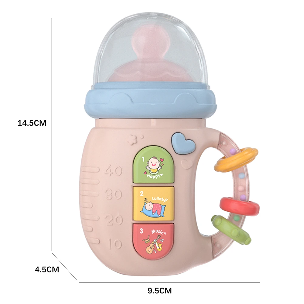 

2022 Hot Selling Light Musical Baby Bottle Design Teeth Remission Massage Gums Mobile Phone Toy