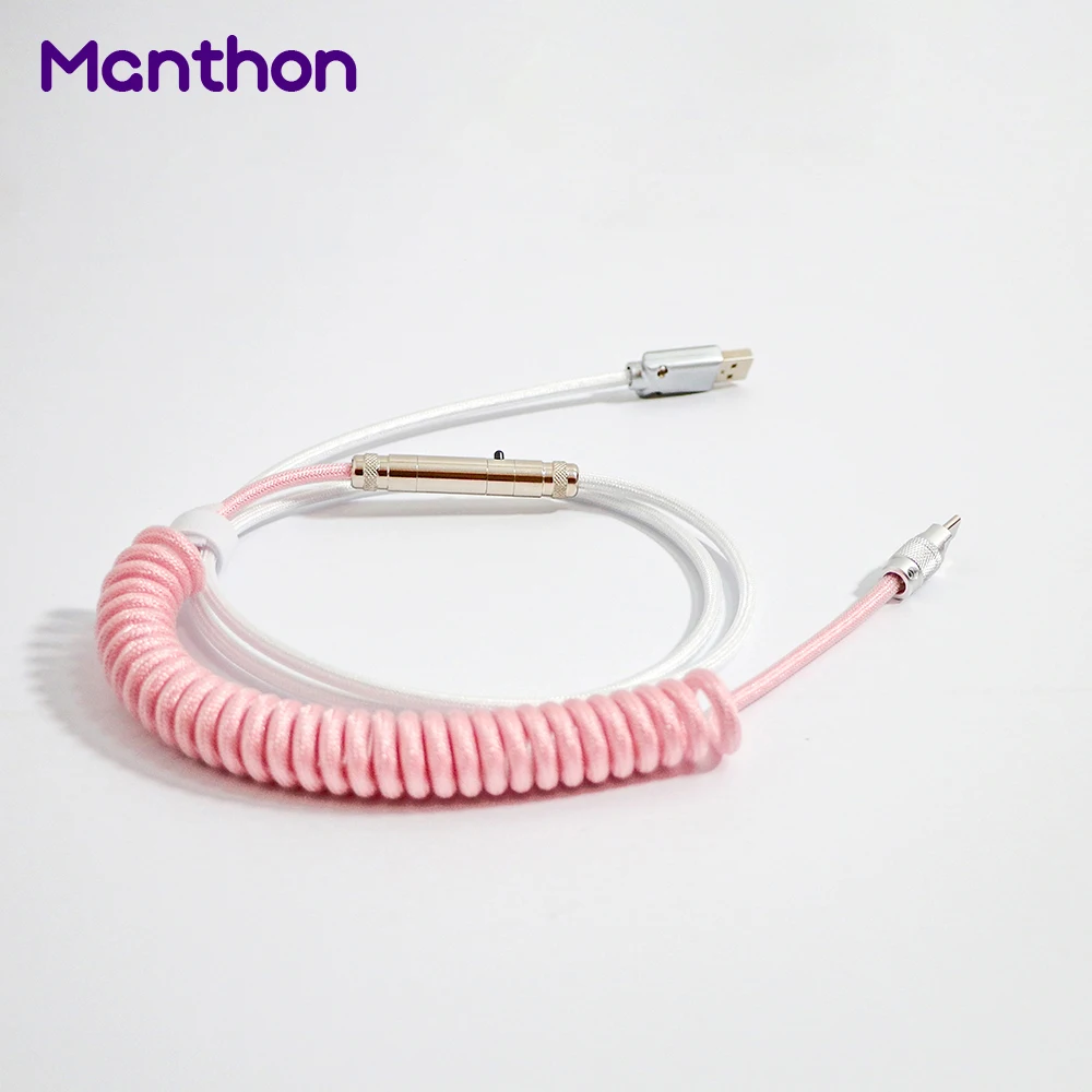 

China OEM Hotsale USB Keyboard Aviation Type-C Coiling For Wire Spring Mechanical Custom Coiled Double Sleeved Aviator Cable