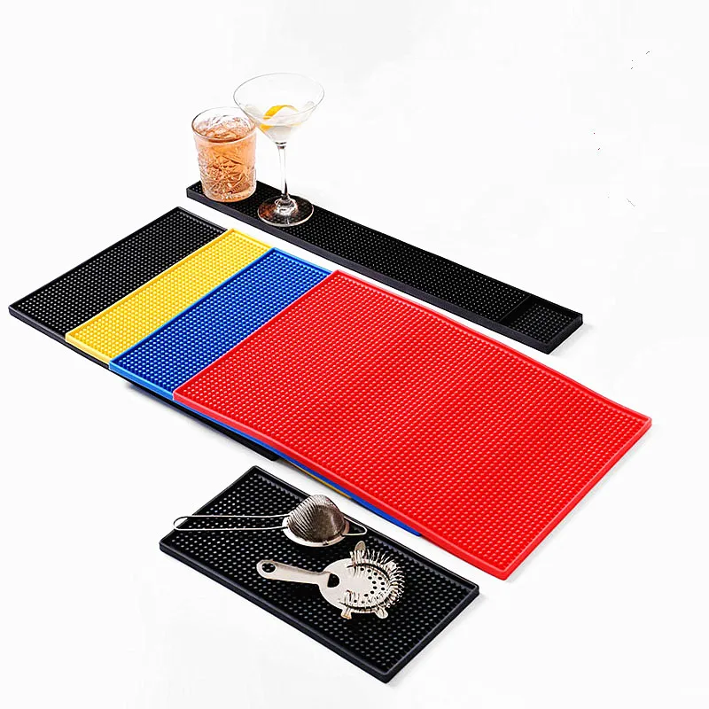 

Amazon top seller OEM logo barmat bar accessories rectangle silicone soft pvc rubber beer bar mat, Customized color