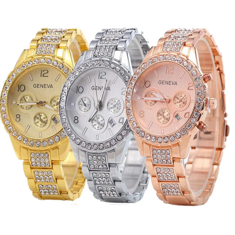 

2020 wholesale fashion quartz luxury iced out wristwatches Gold Diamond Watch for hip hop men