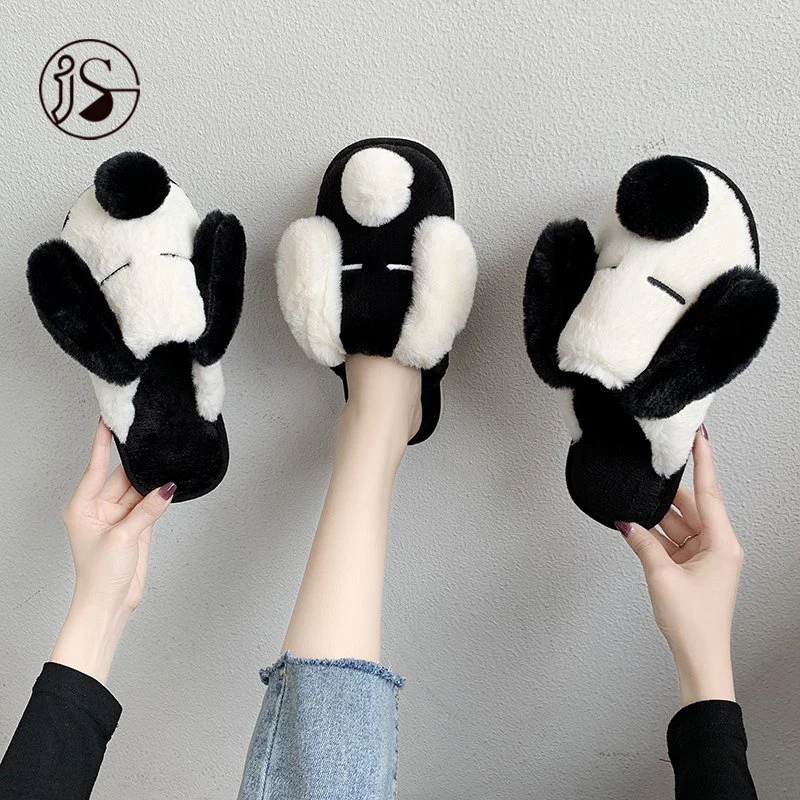 

2021 ladies slippers warm women slippers cartoon design soft cute panda shoes for women, Picture