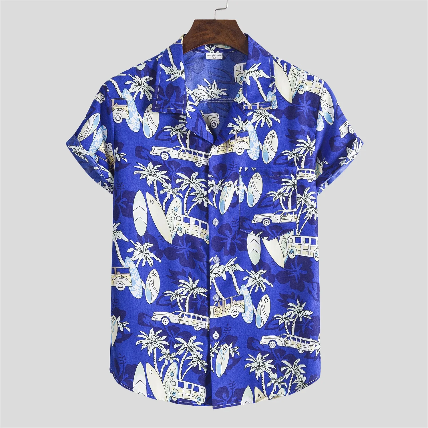 

Loose Breathable Short Sleeve Shirts Printed Hawaiian Style Men's Beach Shirts, Floral