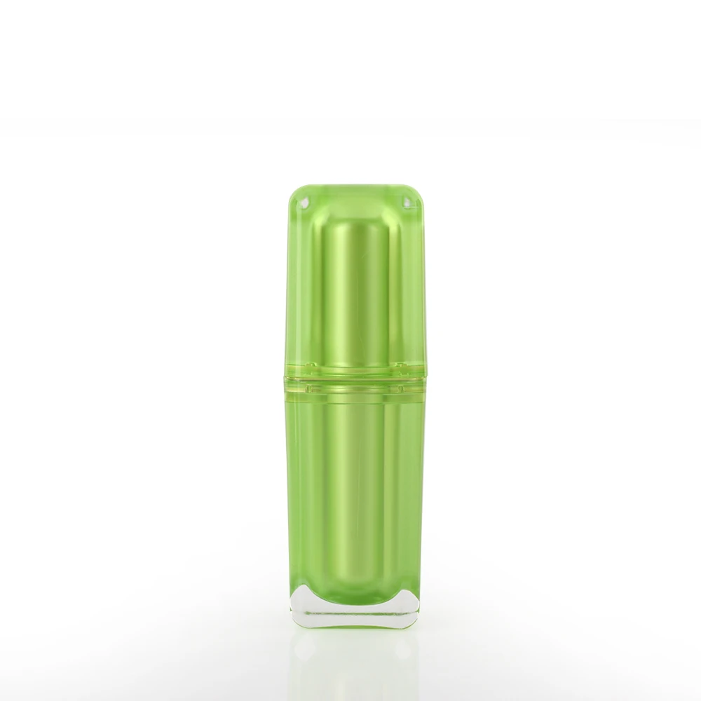Square Airless Dispenser Bottles Green 40ml 70ml Plastic Green Color PP Material