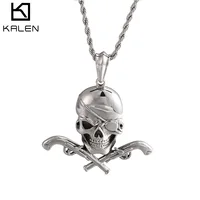 

KALEN Punk Stainless Steel Pirate Skull With Gun Pendant For Men