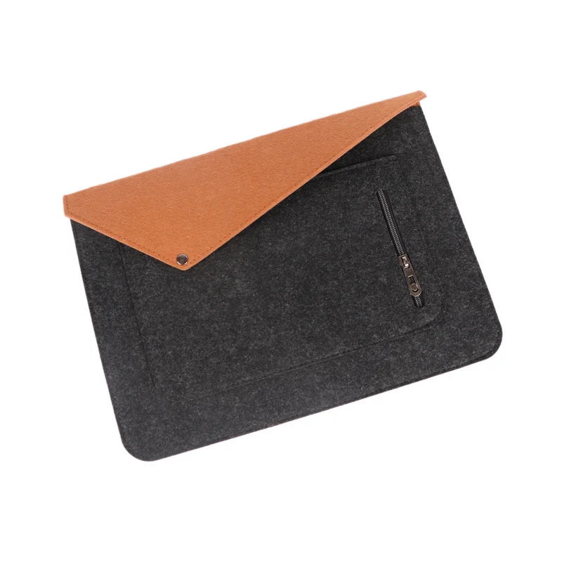 

14 inch felt business notebook computer laptop bag felt bag for laptop sleeve with PU leather cover, Grey or customized